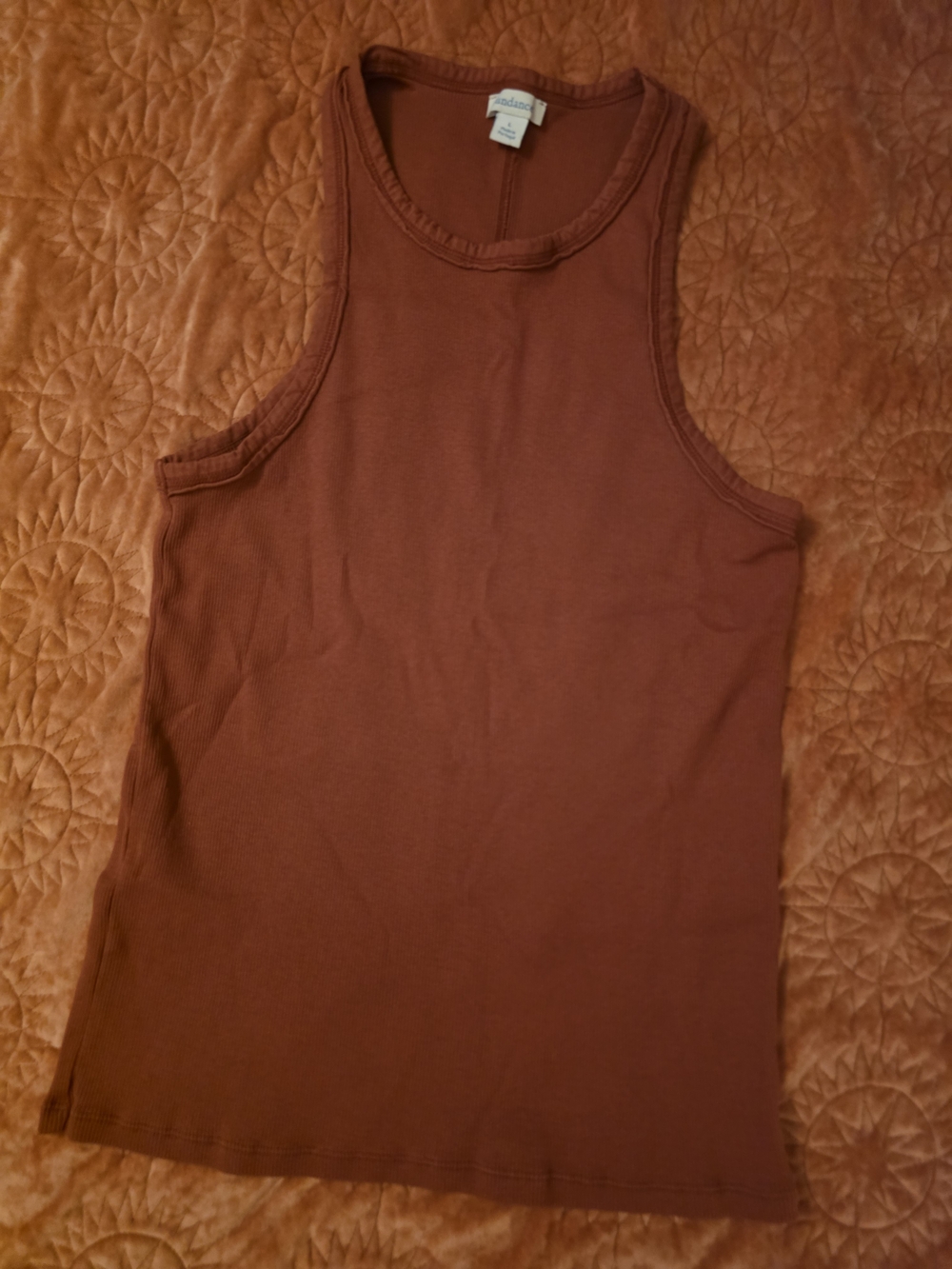 Sundance Rust Brown Ribbed Tank Top